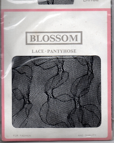 (image for) Blossom Fancy Legs Black Fine Net Tights with Interlinked Lace Pattern